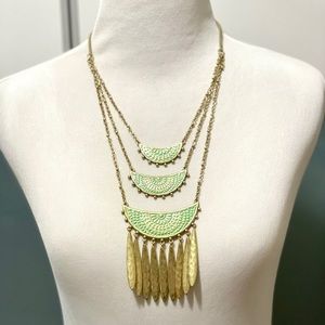 Lucky Brand Green gold Drop Statement Necklace